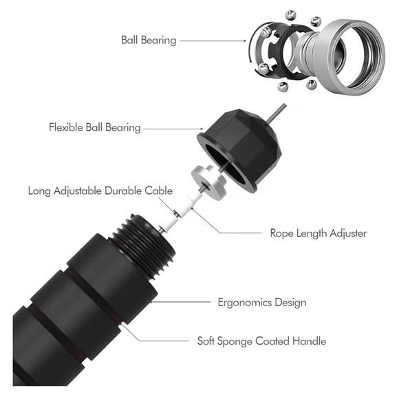 Black Jump Rope with Red Accents NWT - Picture 2 of 5